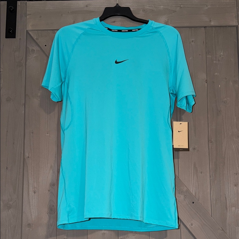 Nike Short Sleeve Tee Turquoise/Teal with Black Swoosh